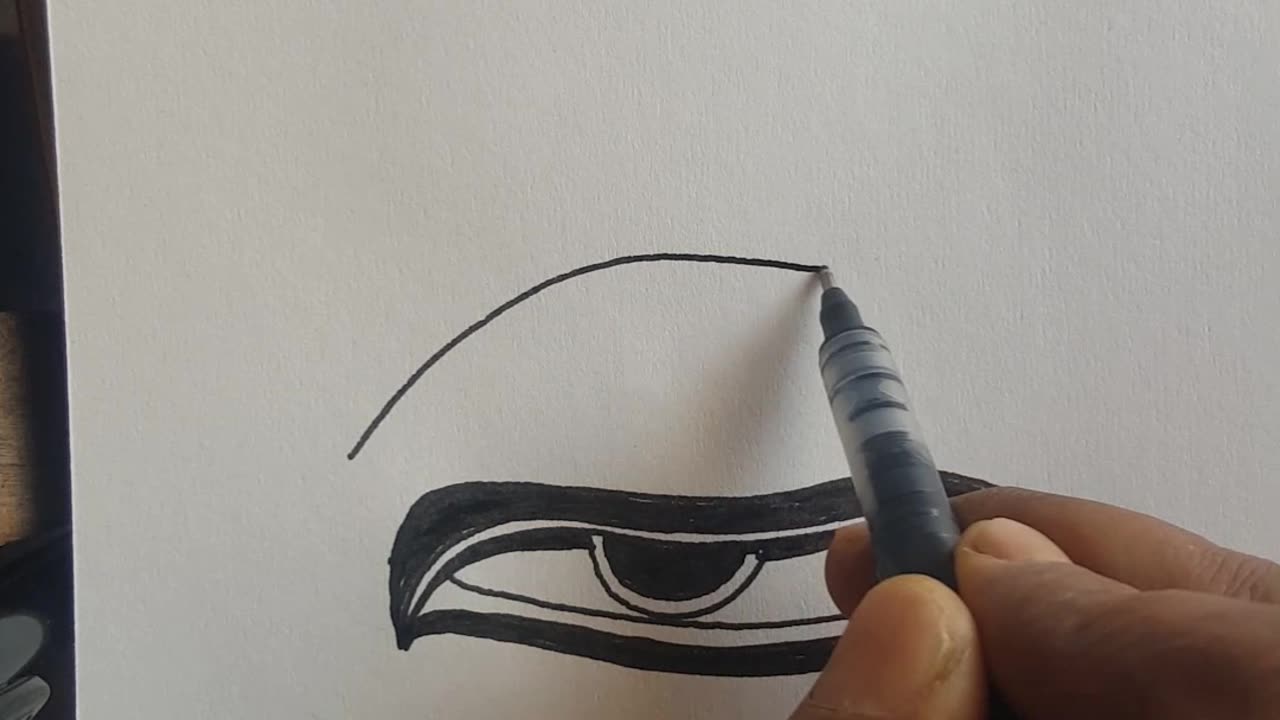 Drawing Buddha's eye. A copy of an artist's imagination