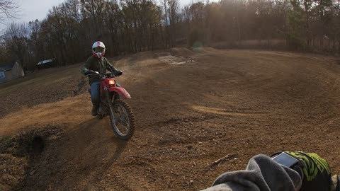 Father and son riding