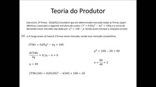 Microeconomia 095 Teoria do Produtor Exercícios e Receita Marginal de uma firma não Competitiva