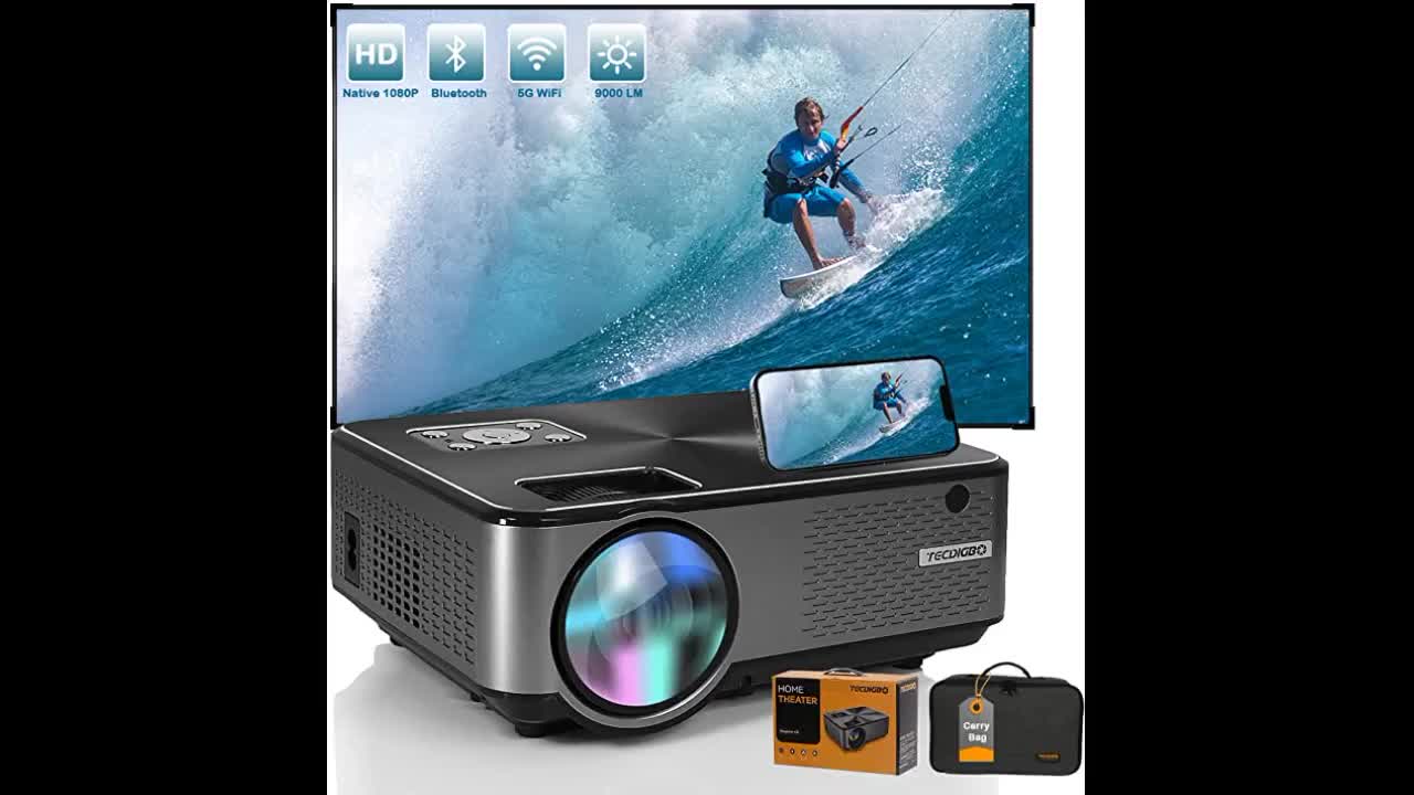 Review: Bluetooth Native 1920x1080P Projector with 120" Projector Screen & Bag ,9000 Lux Upgrad...