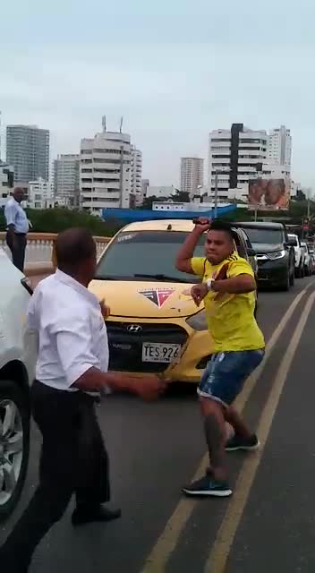 Video: dos conductores protagonizan pelea en plena vía