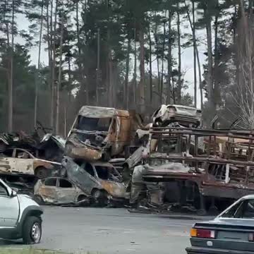 Ukraine War - A cemetery of burnt and unrepairable cars