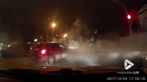 Icy crash results in chaos