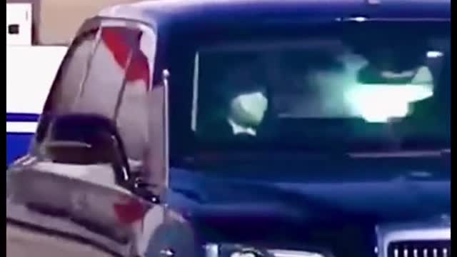 As soon as he stepped off the plane, Putin was given a warm welcome