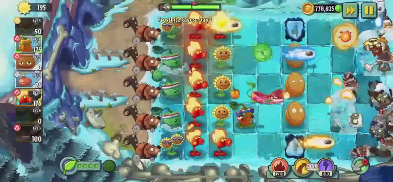 Plants vs Zombies 2 Frostbite Caves - Day 19