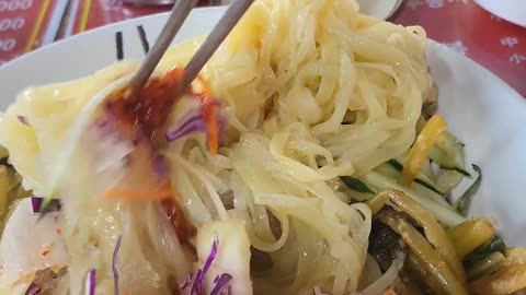 Korean Radish kimchi cold wheat noodle for summer time
