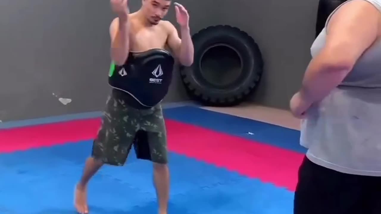 funny fighter trys to demonstrate self defense