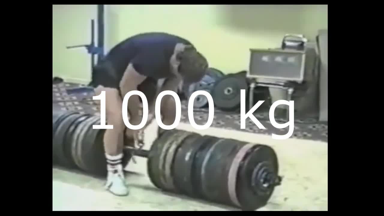 Lifting weights of one thousand kilograms