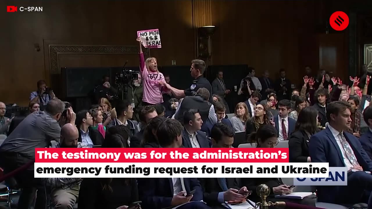 srael Hamas War: Pro-Palestinian Protesters Call For Immediate Cease Fire During Blinken Testimony