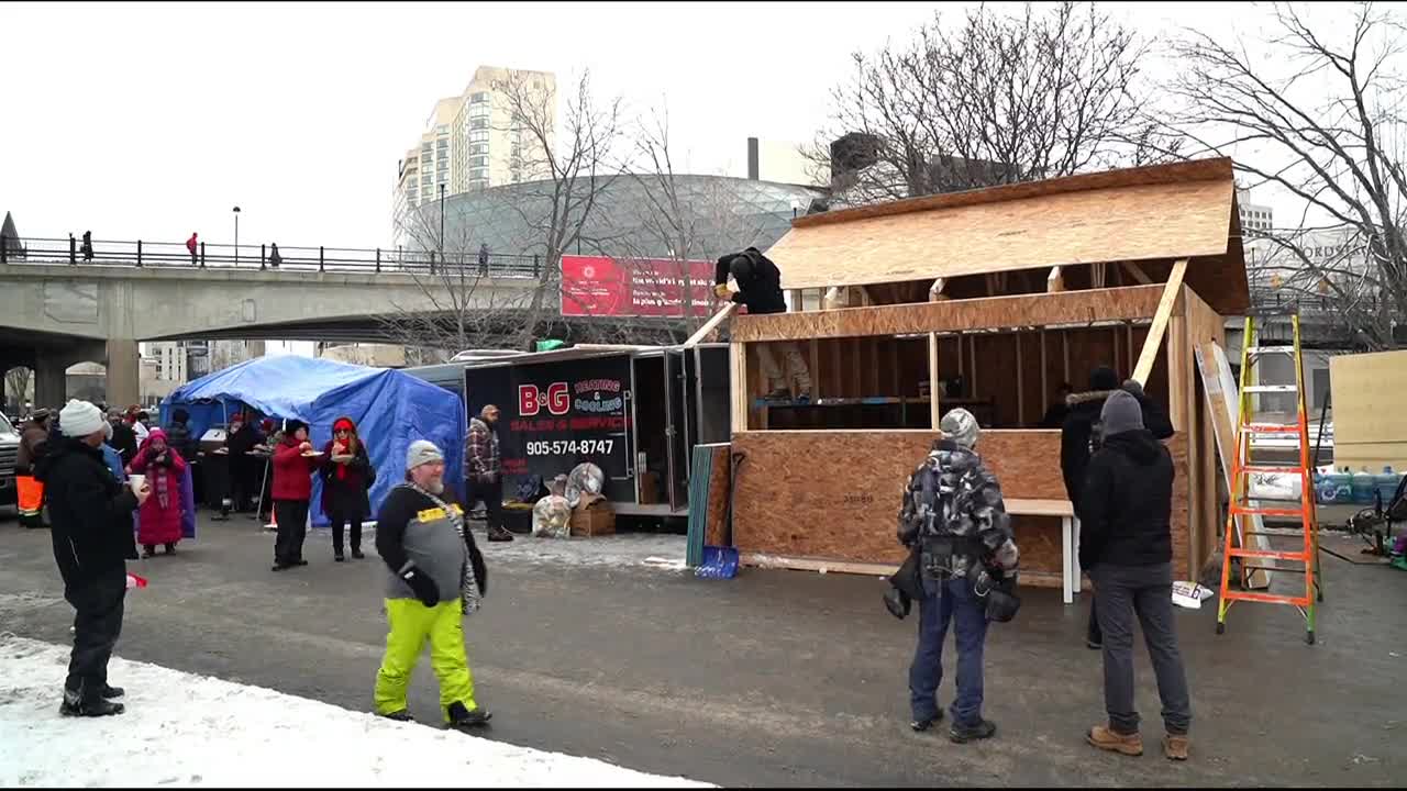 The Freedom Truckers are building houses now.The Truckers say it's going to be a community kitchen.