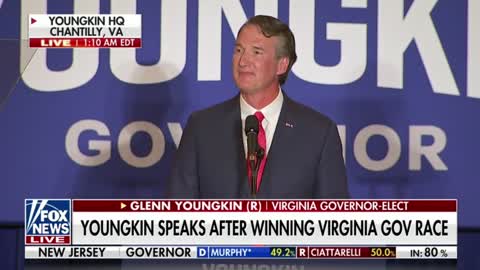Governor-elect Glenn Youngkin gives an energetic acceptance speech