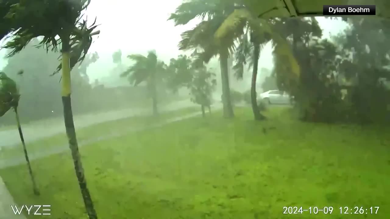 Security camera captures moment Florida tornado blew in from Hurricane Milton