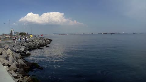 Beautiful sea landscape at the rocky beach