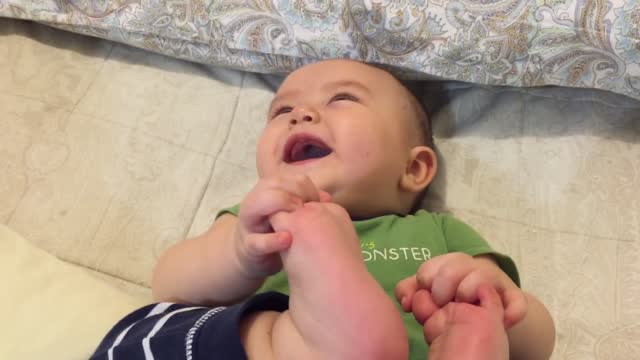 Baby laughing with farts