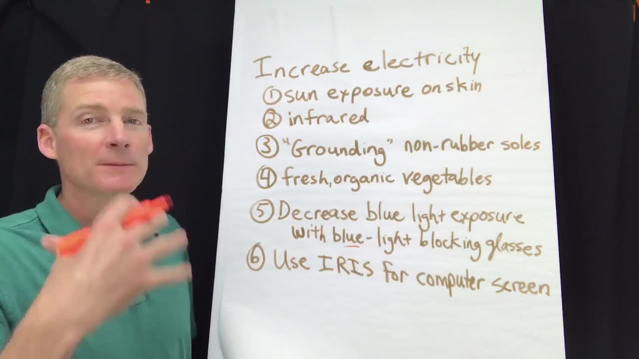 Sunlight helps metabolize carbs. How to increase electricity of cells. 149