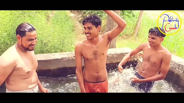 boys having fun while bathing