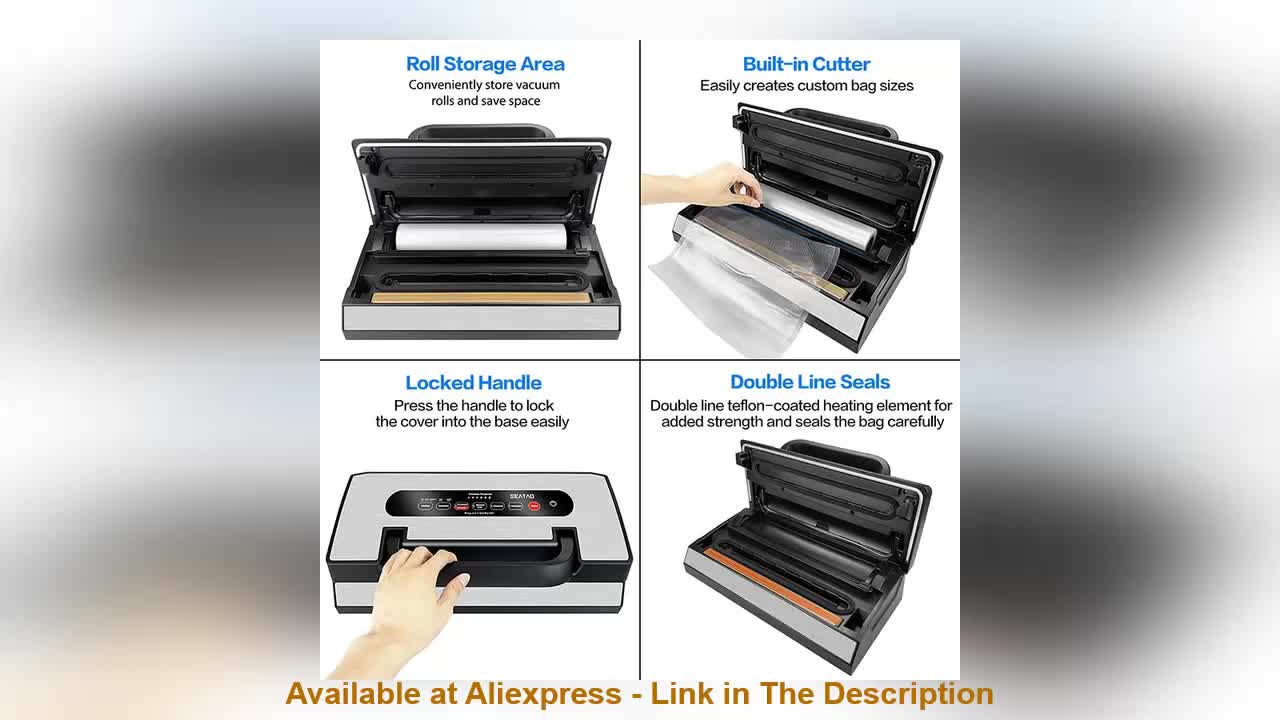 ✨ Seatao VH5188 Commercial Vacuum Sealer Machine Multifunction Automatic Vacuum Food Sealer