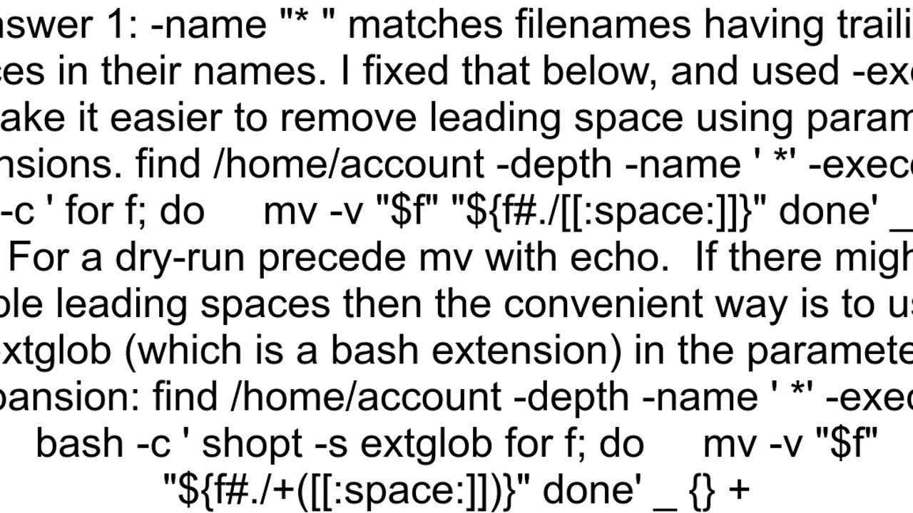 Detect amp remove leading space in file or folder name