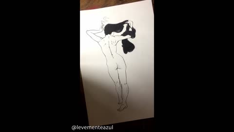 Woman Back to Back Drawing