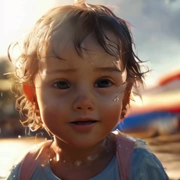 some beautiful cute babys in the sunshine at the beachm, funny shorts animation