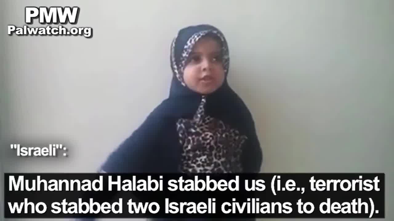 Stabbing for kids : Palestinian girl gives demo