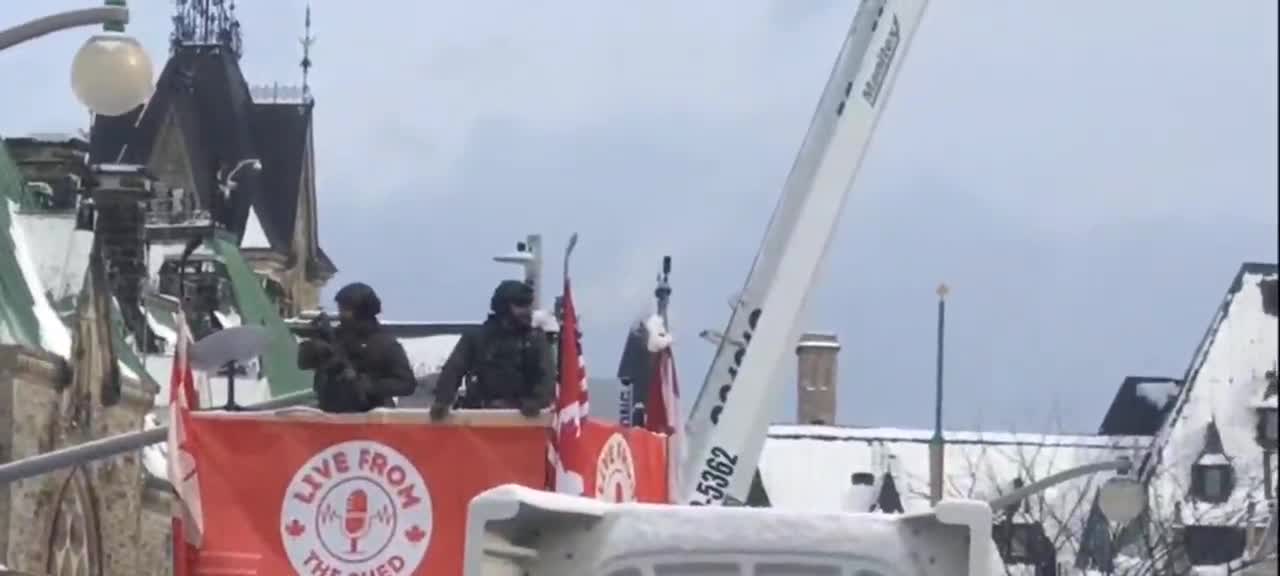 Armed units up high, water cannon, teargas, all for peaceful protesters! #CANADA