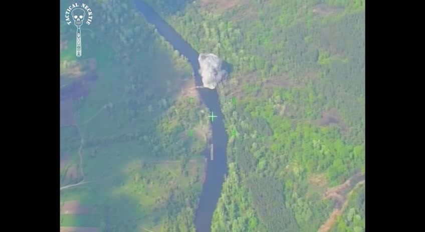 Ukraine War - Pontoon crossing, built by the Armed Forces of Ukraine, was demilitarized