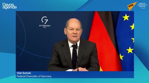 WEF Great Reset 2022 - German Chancellor Scholz direct read from WEF devils Script Teleprompter
