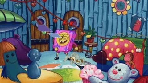 Squidward Is Playing With Tiles While SpongeBob Dances Near His New Stuff 🧸