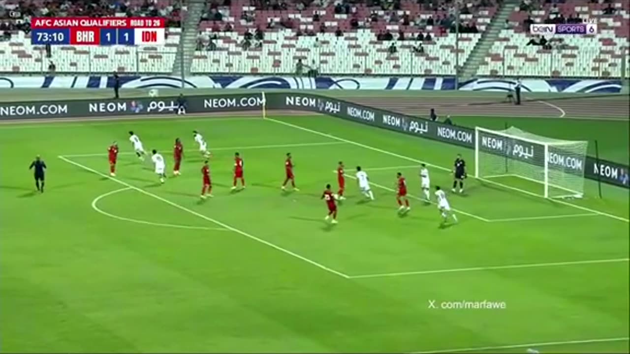 Indonesia's goal kick against Bahrain