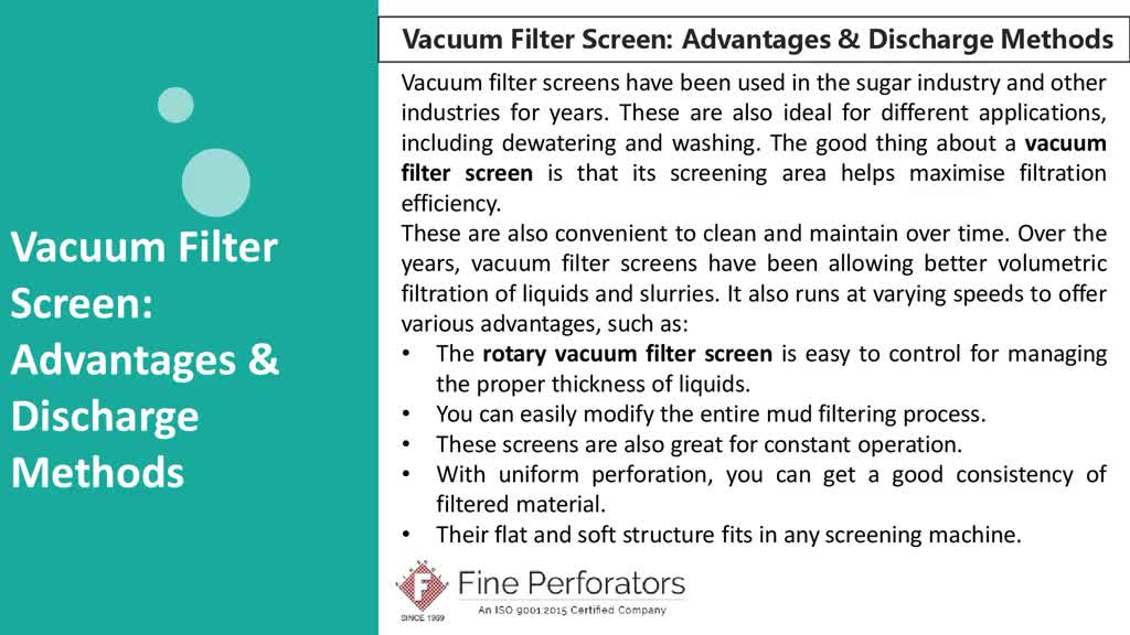 Vacuum Filter Screen: Advantages & Discharge Methods