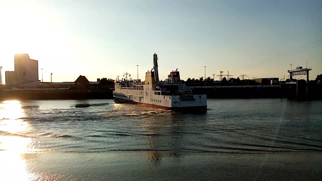 Ferry manoeuvering in the Port of Emden (Germany)