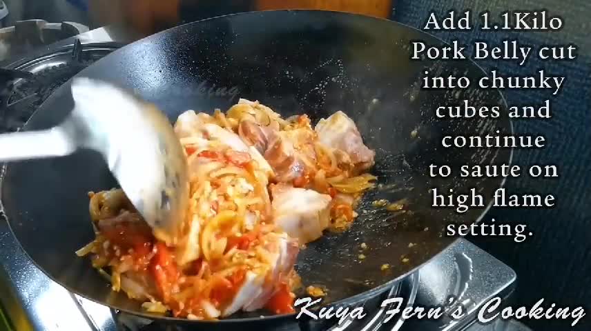 Add Pork Belly To Fry And Add Some Seasoning