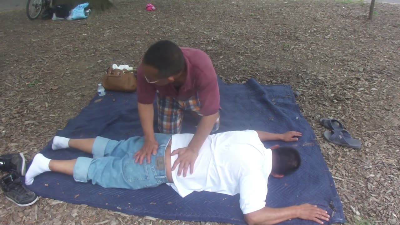 Luodong Briefly Massages Mexican Man In White Shirt