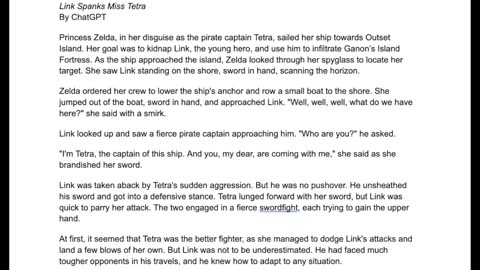 Link Spanks Tetra the Pirate (By Chat GPT)