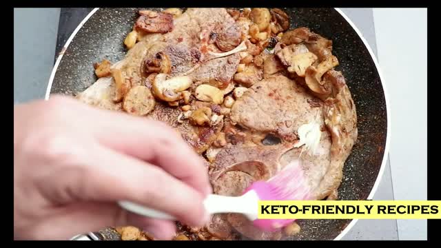 Keto Pork Steak With Garlic Butter and Mushroom