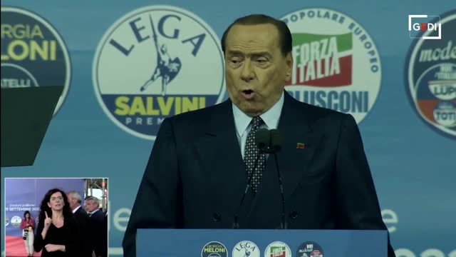 Berlusconi a piazza del Popolo:"Vogliamo un'Europa potenza militare. Ma non cita la Russia".nuovo governo composto da servi e corrotti del Vaticano,USA,UE ,Israele etc e delle loro associazioni a delinquere massoniche