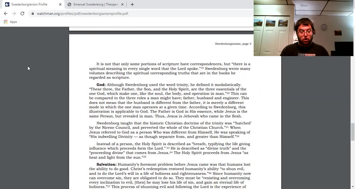 does bryan denlinger's tripartite godhead doctrine sound like swedenborgism?