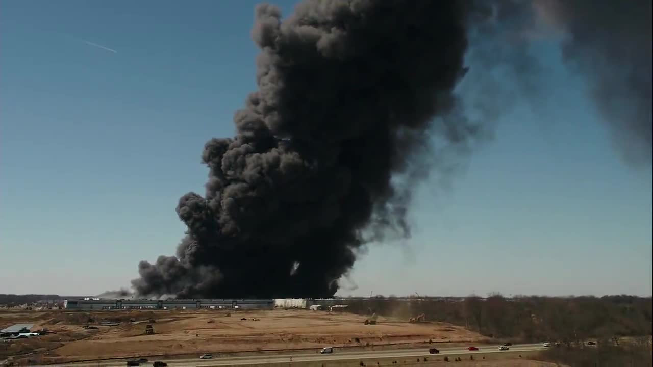 NOW - Massive fire at Walmart distribution center in Indianapolis.