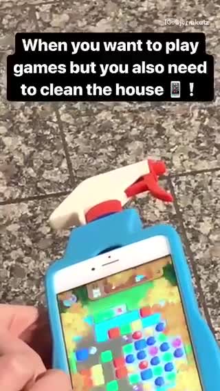 Woman phone case looks like window cleaner