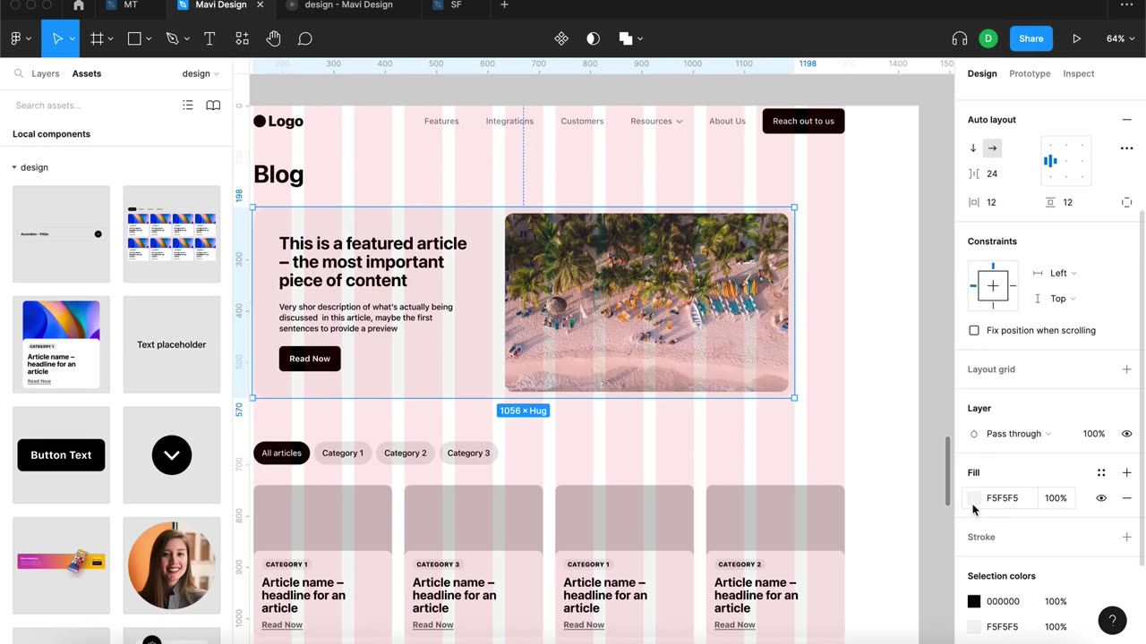 WEB DESIGN IN FIGMA ep.13 Blog Page + Filter Articles by Categories – Free UX UI Course