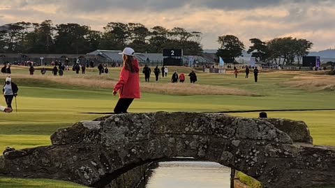 Spectators phot shoot Swilcan bridge St Andrews Sunday afternoon AIG Woman's golf St Andrews