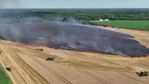 Ukrainian setting fire to their own farm