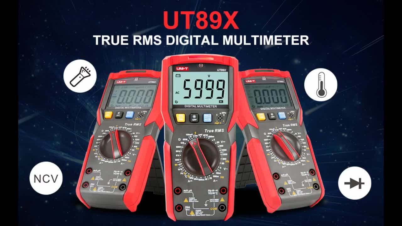 Review: UNI-T Digital Multi Meter UT89XD 6000 Counts True RMS Sine Wave Measurement LED Test Au...