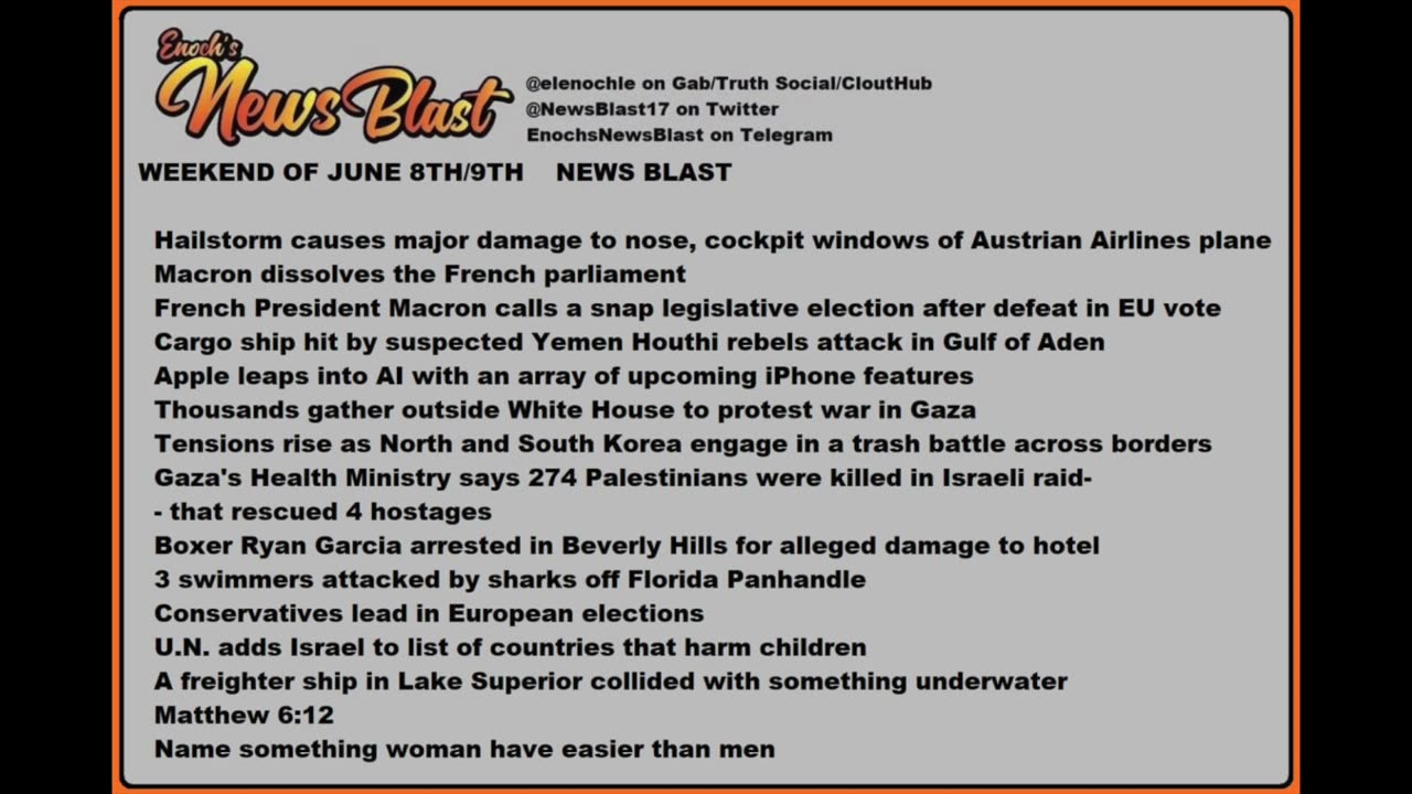 Weekend of June 8/9, 2024 News Blast