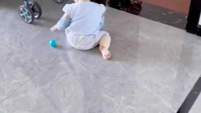Cute play Baby and Cat