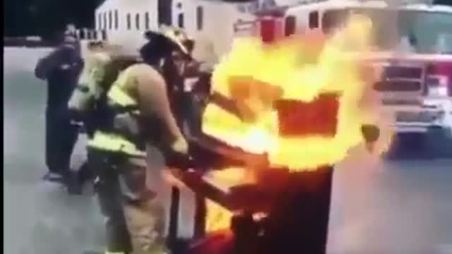 This fire-fighter is a real music fan