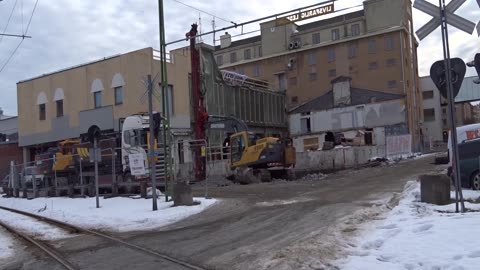 Byggarbetsplats vid Klostergatan i Örebro. 12 Febr. 2019