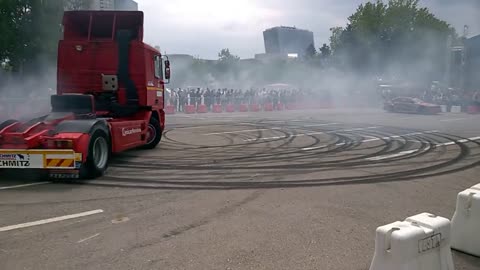 Truck festivale with drifting