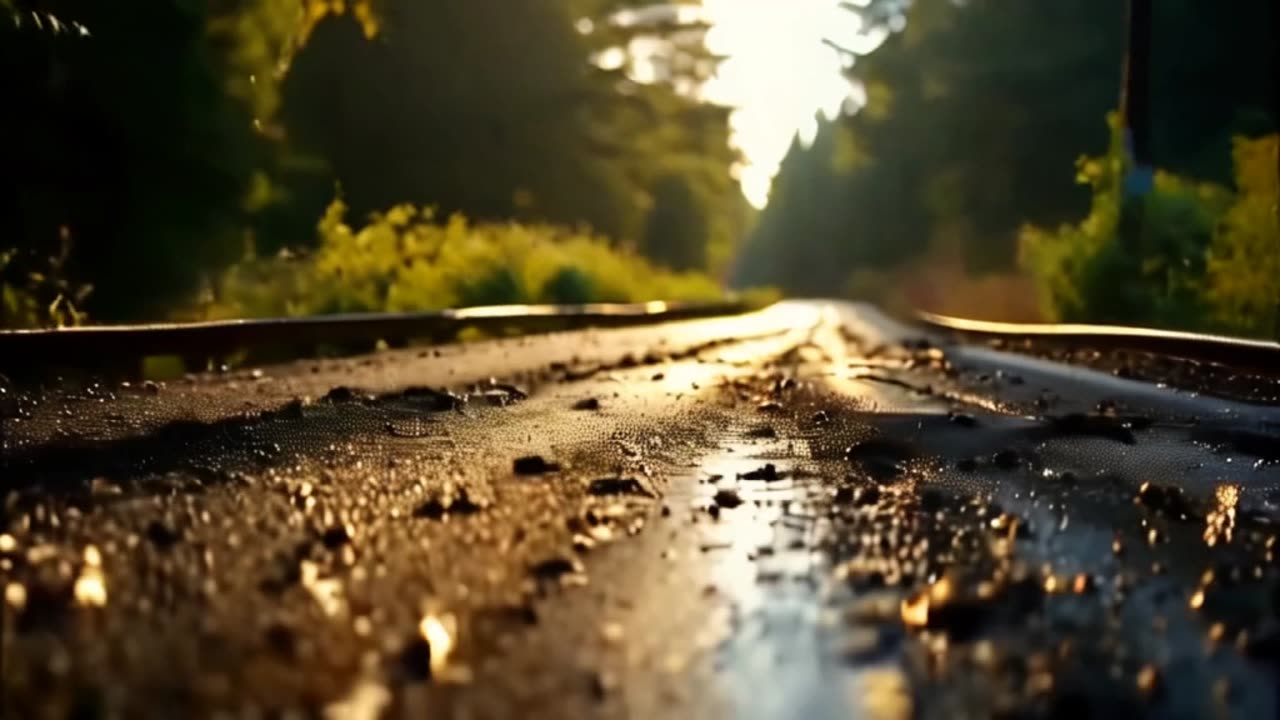 dusty road after rain, ai video short